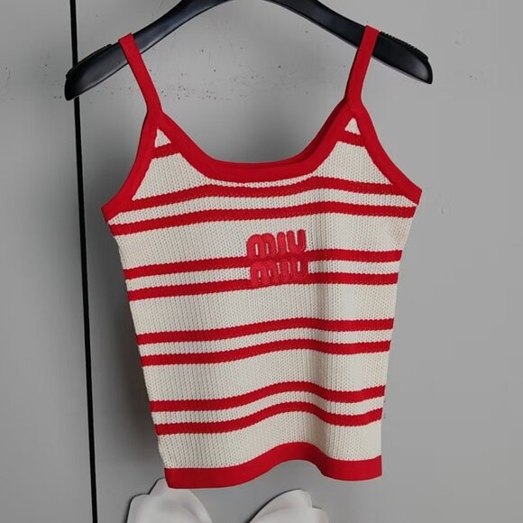 Miu Miu  Women's Red Knit Fashion Sports Vest - Picture 1 of 6
